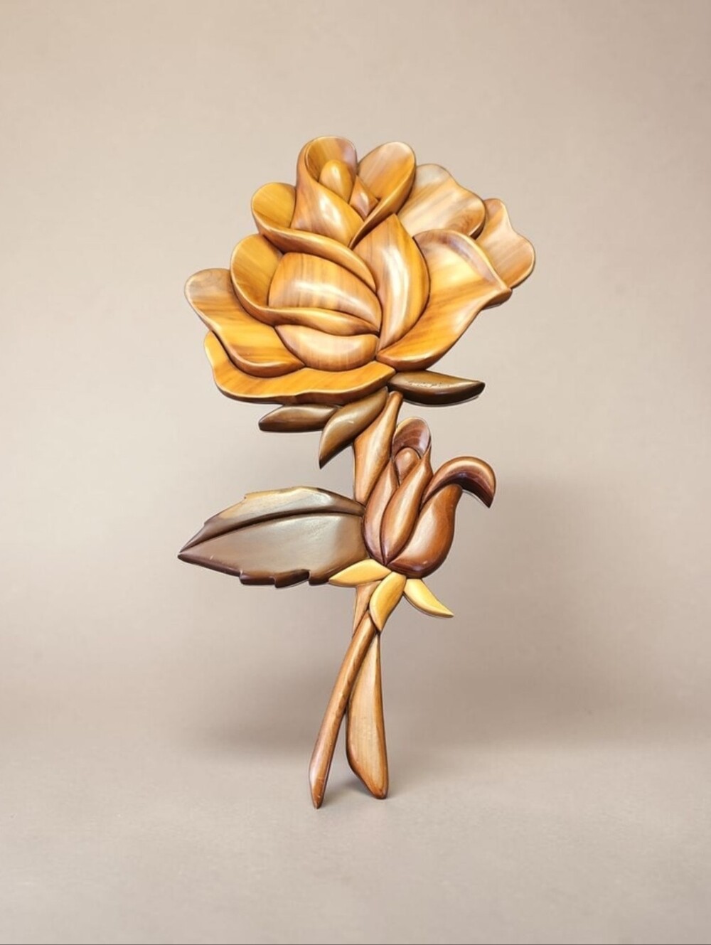 Mosaic Wooden Rose Flower Wall Art By Richard A depina